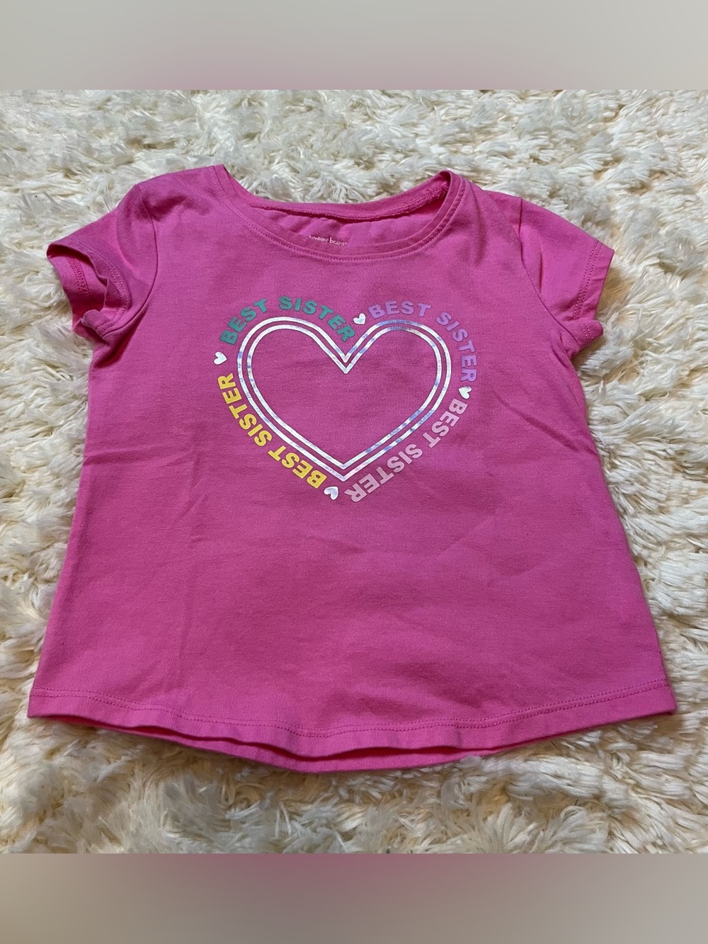 Jumping Beans Pink "Best Sister" Heart Graphic Tee Girls Size 4T Short Sleeve
